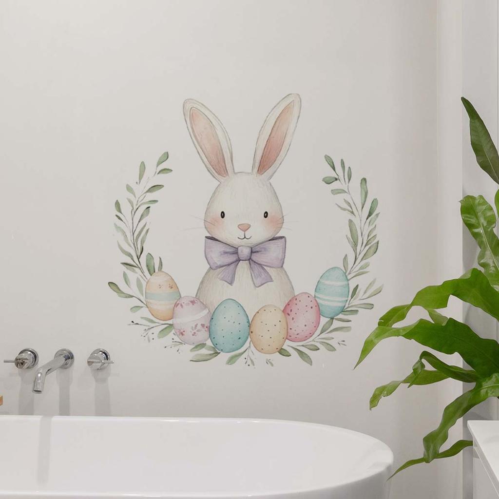 Easter Wall Stickers, Creative Gentleman Bunny Decor, Self-Adhesive Wall Art for Bedroom Living Room Holiday Background Decoration