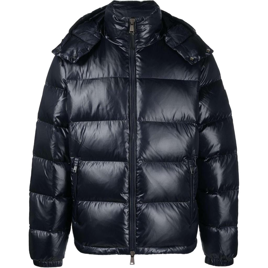 Polo Ralph Lauren Quilted Detachable Hooded Stand Collar Two-Way Front Zipper Long Sleeve Down Jacket Men Outerwear Navy-Blue 710907552-001