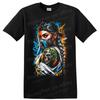 Cyberpunk Masked Woman Skull Tattoo Graphic T Shirt Neon Streetwear Art Tee