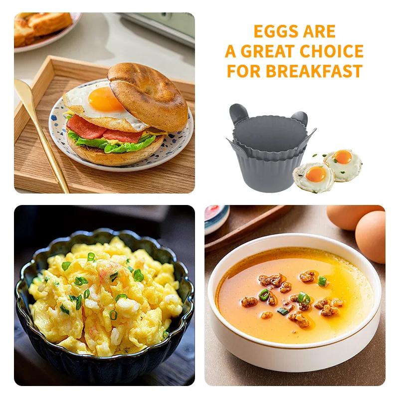 3Pcs Air Fryer Silicone Egg Mold Thickened Oven-Safe Baking Cups Non-Toxic Ramekins for Boiling/Steaming Eggs