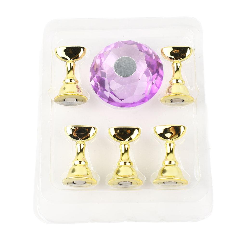 Magnetic Nail Art Display Stand Holder Nail Tips Practice Train Stand Crystal Base (Purple)