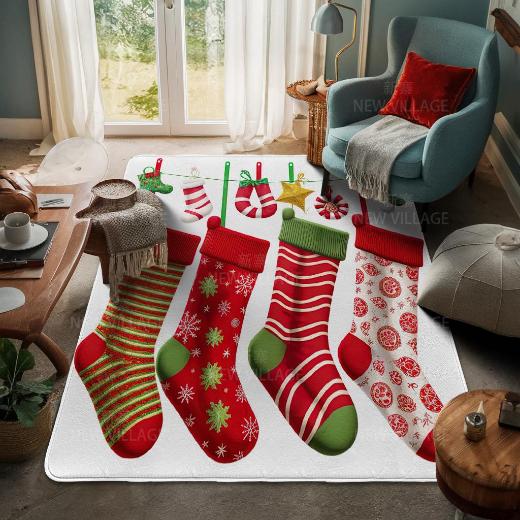 House Entrance Carpet Home Door Mat Living Room Bath Foot Bathroom Non-slip Water Absorption Rugs Bath Merry Christmas Winter