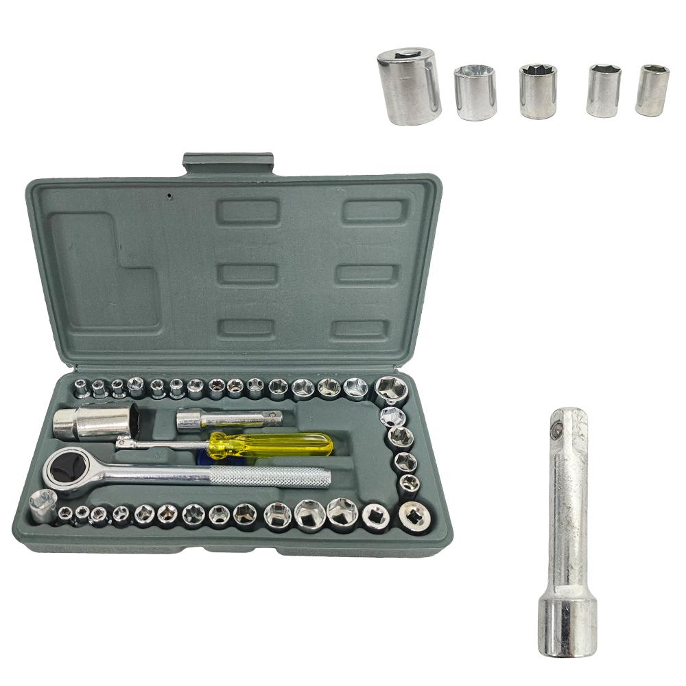 40pcs/set 1/4 Inch CR-V Ratchet Auto Repair Mechanic Wrench Sleeve Kit Hand Tools Toolbox Combination Socket Wrench Kit