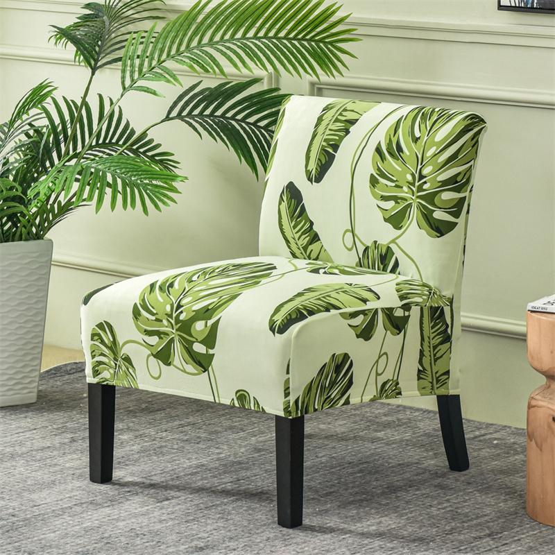 Accent Armless Chair Cover Geometric Print Single Sofa Stool Slipcover Nordic Stretch Chair Covers Elastic Couch Protector Cover