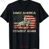 Vintage Western Rodeo USA Flag Makes America A Cowboy Again T Shirt Vintage Washed Unisex Designer Clothes Fashion Stylish Soft