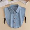 Black Lapel Half Shirt Detachable Adjustable Neckline Elegant Denim Fake Collar  Women