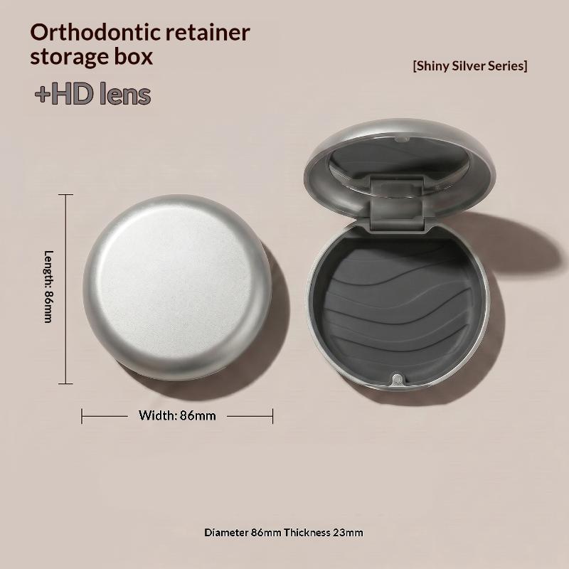 1Pcs Dental Retainer Case with Mirror BPA-Free False Teeth Protective Aligner Tray Storage Box for Adults Kids Oral Care