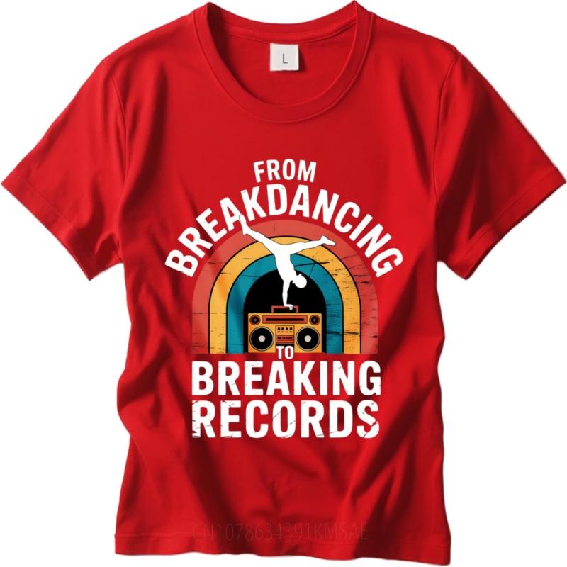 

Soft Cotton Tee Workout For him Crew Neck tshirt Oversized From Breakdancing To Breaking Records Hiphop For man Teeshirt S
