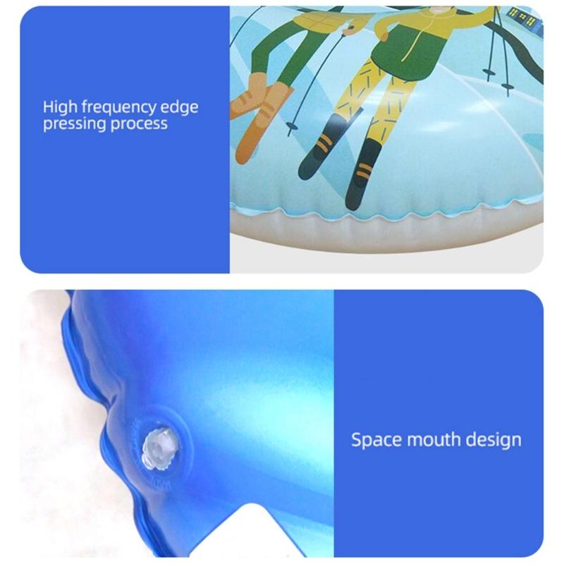 Inflatable Snow Tube Sled with Handles Thicken Snow Tubing Winter Snow Tube Folding Snow Sled Skiing Accessories