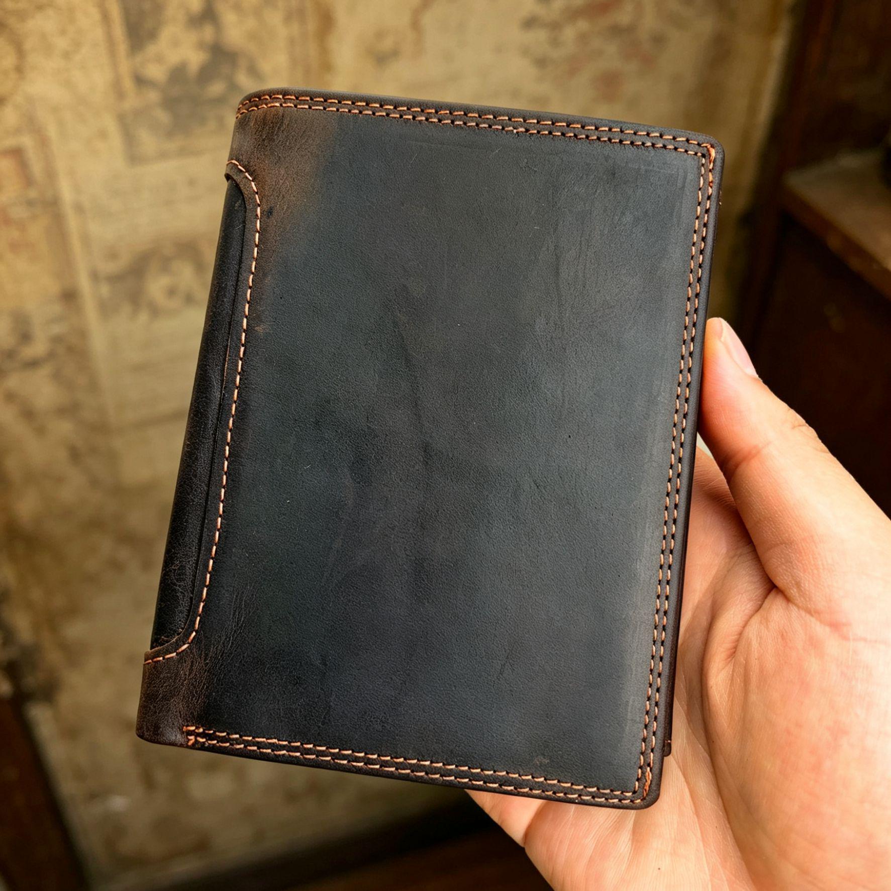 

566 Мужской вертикальный кошелек из натуральной кожи, первый слой коровьей кожи Crazy Horse, студенческий кошелек в стиле ретро