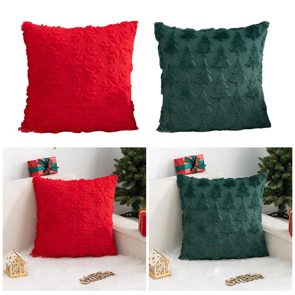 Christmas Jacquard Throw Pillow Case 45x45cm Home Cushions Cover for Lounges or Bedroom