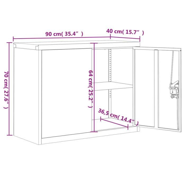 VidaXL Classeur noir 90x40x70 cm acier 339722