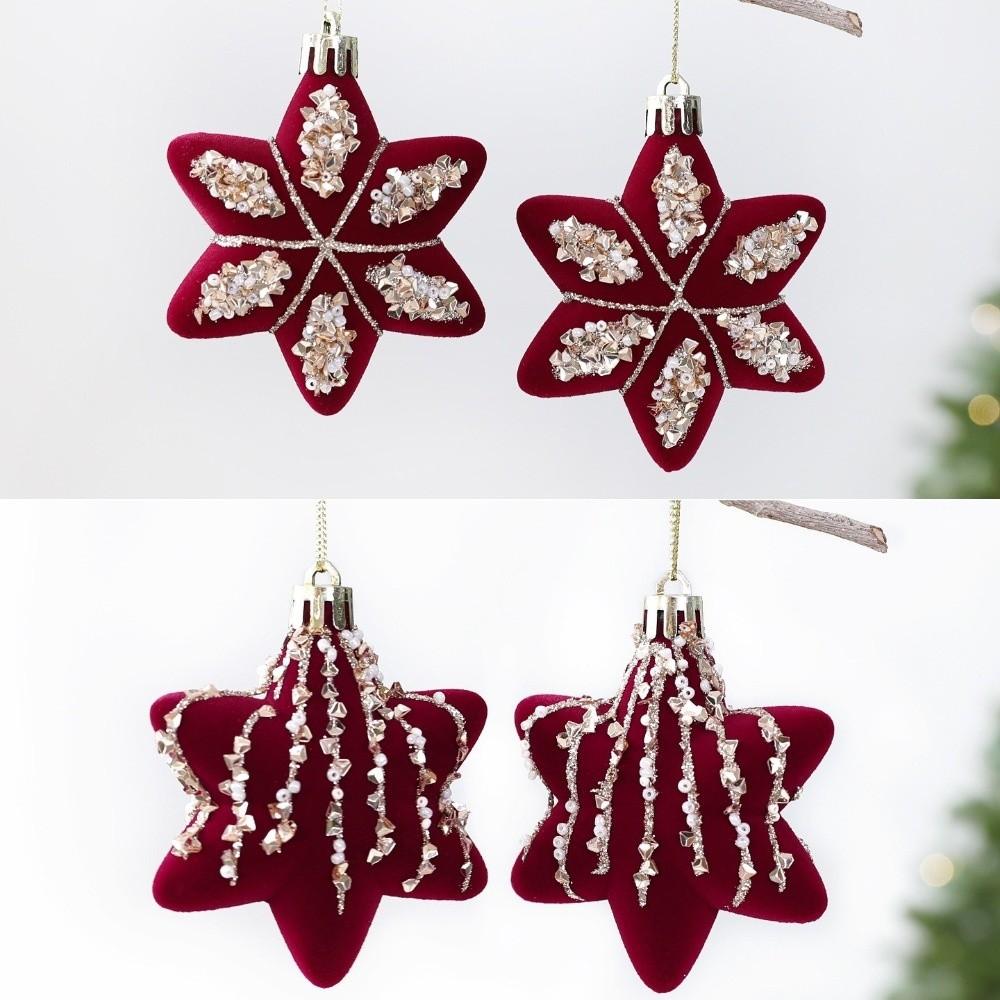 Red Flocking Ball Flocking Christmas Bell Pendant New Christmas Tree Decoration Xmas