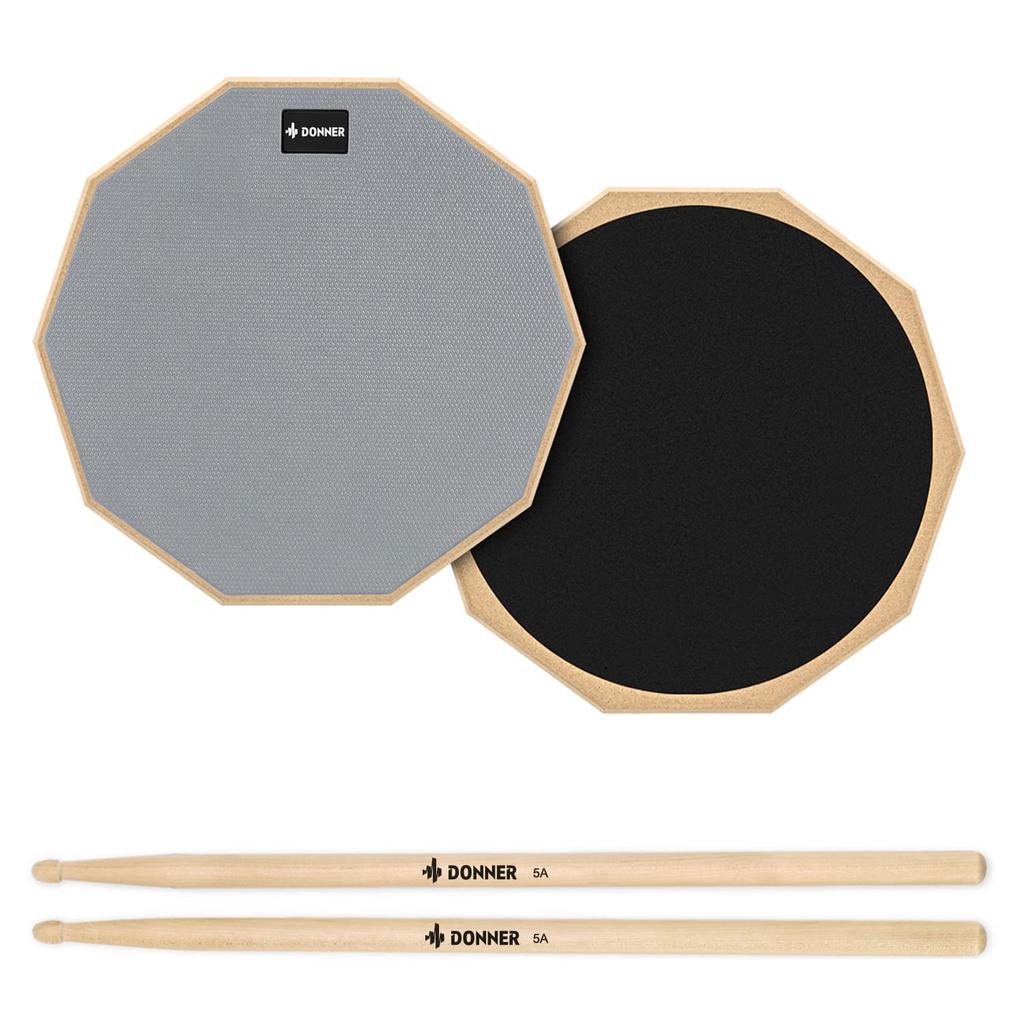 Donner Drum Practice Pad, Rubber Drum Pad with Drumsticks (8-inch)