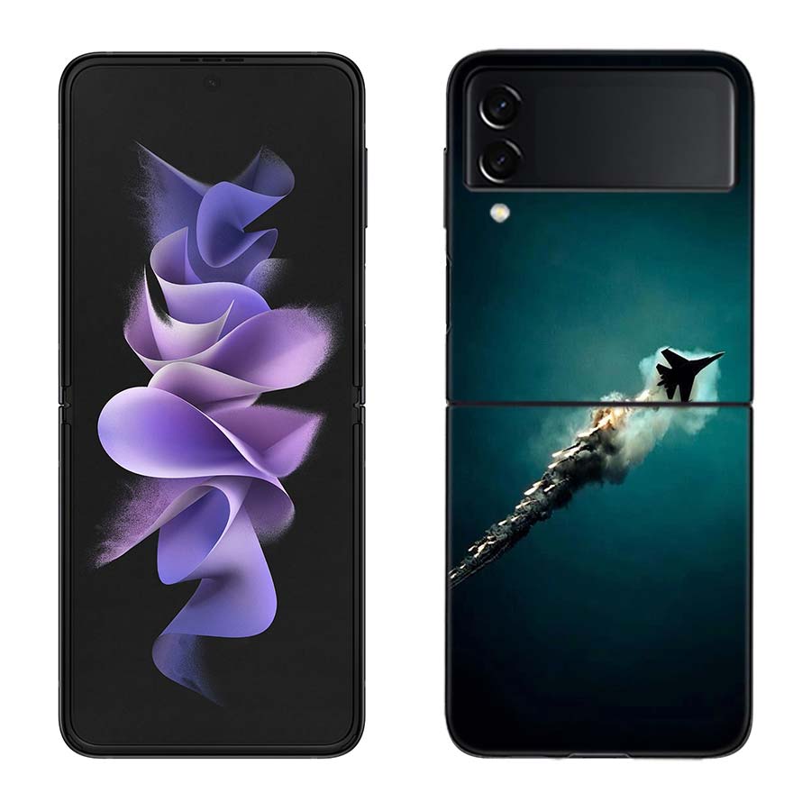 

Black Sky Jet Fighter Phone Case For Samsung Galaxy Z Flip 6 4 3 5G Funda Black Coque Hard Z Flip 7 Cover Z Flip 5 Capa Fashion Samsung Z Flip 7 5G