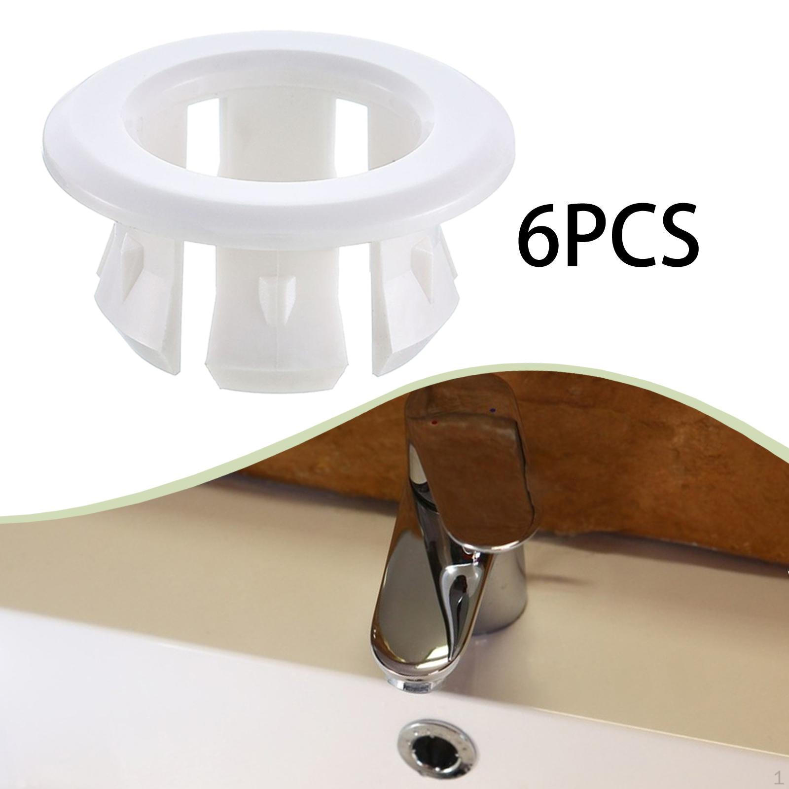 

6x Запасные кольца перелива для раковины, накладки для отделки раковины для дома, отеля, серебристые белый