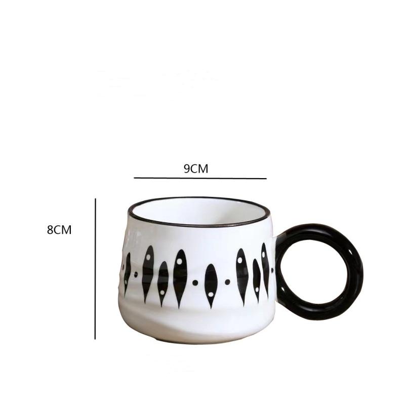 Creative Ceramic Coffee Mug Black White Couple Mug Home Chessboard Latte Latte Coffee Cup Simple Afternoon Tea Supplies New Gift