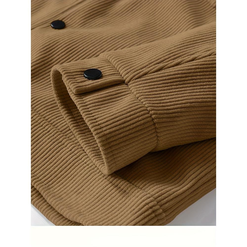 Men's Multicolor Corduroy Work Jacket Casual Outerwear Turn- Collar and Flap Pockets for Office Windproof Coats