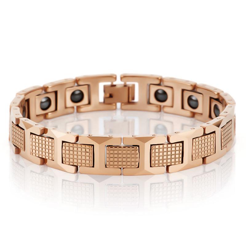 12mm Punk Gold Color Germanium Stone Magnet Health Bracelet Men Women Hiphop Black Stainless Steel Bike Magnetic Bangle Jewelry