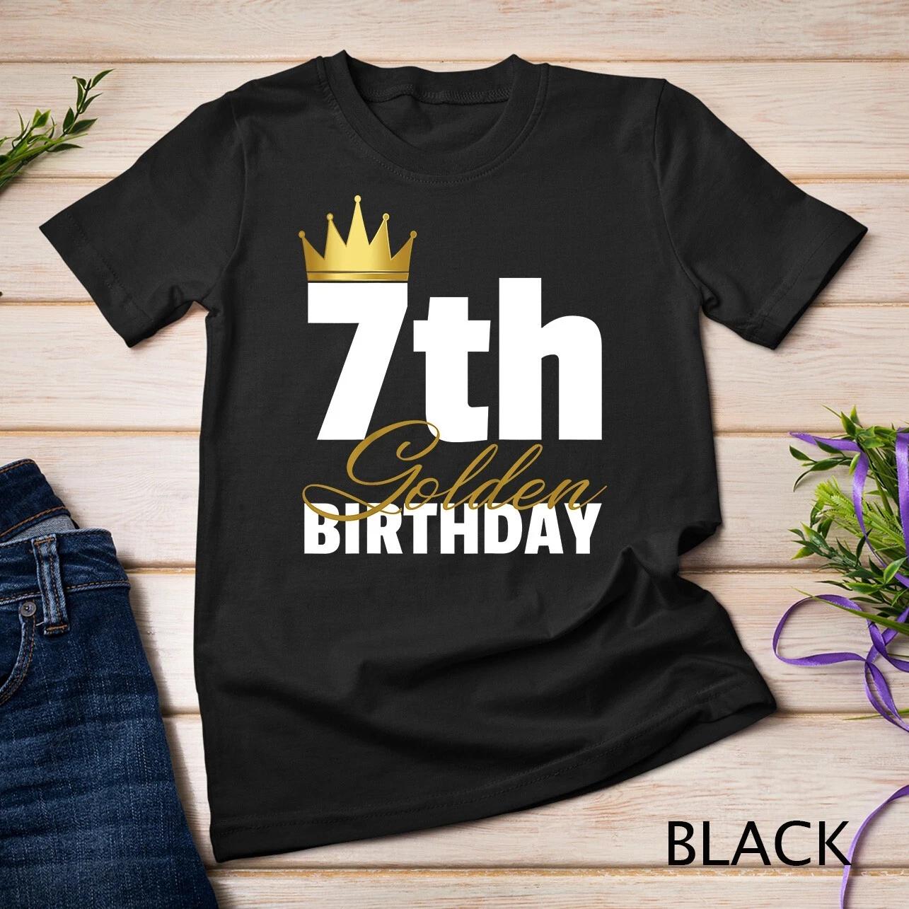 

Kids 7th Golden Birthday Year Age Crown T-Shirt Unisex T-shirt XL