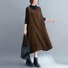 Plus Size Women Corduroy Sleeveless Long Dress Casual Loose Large Lady Dress