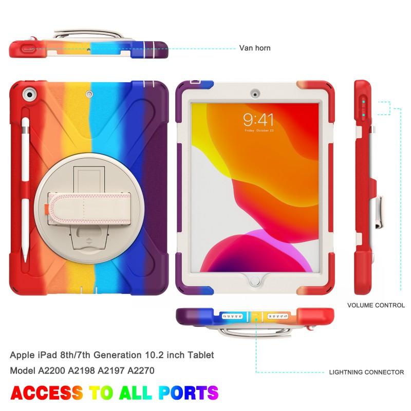 IPad 10.2 Case With Pencil Slot Rotating Handheld Stand TPU Shockproof Cover 7th 8th Gen