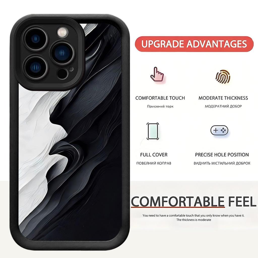 Black & White Sandstone Pattern iPhone 15/16/17 Case with Sky Eye Grooves