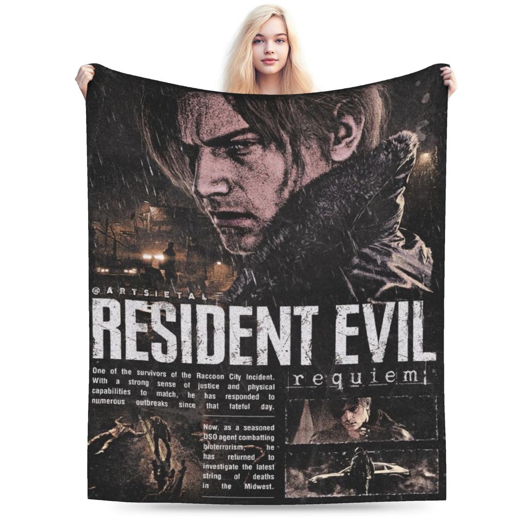 Residents Evils 9 Requiem Game Leon Accessories Blanket Cozy Soft Throw Blankets for Living Room Multiple Sizes Bedding Throws
