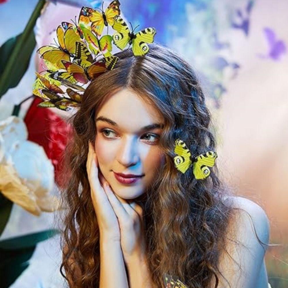 Butterfly Headbands Butterfly Headband Crown Halloween Costume Headpiece Bride Hair Accessories