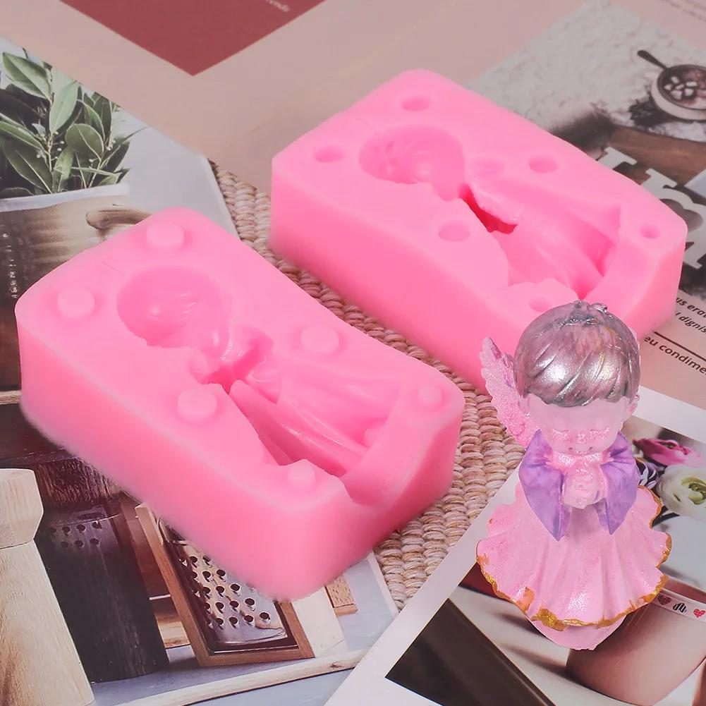3D Anděl Dívka Chlapec Svíčka Silikonová Forma Lízátko Mýdlo Forma Kapková Forma Pečení Dort Silikonová Forma Výroba Svíček Forma Těla
