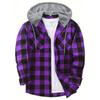 Men's Fall-Design Hooded Checkered Sweatshirt, Flannel Hoodie