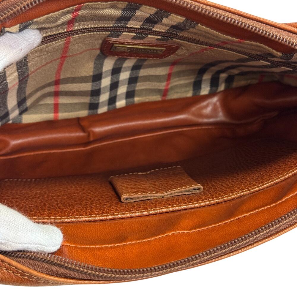 BURBERRY Clutch check leather business bag Brown leather mens Used