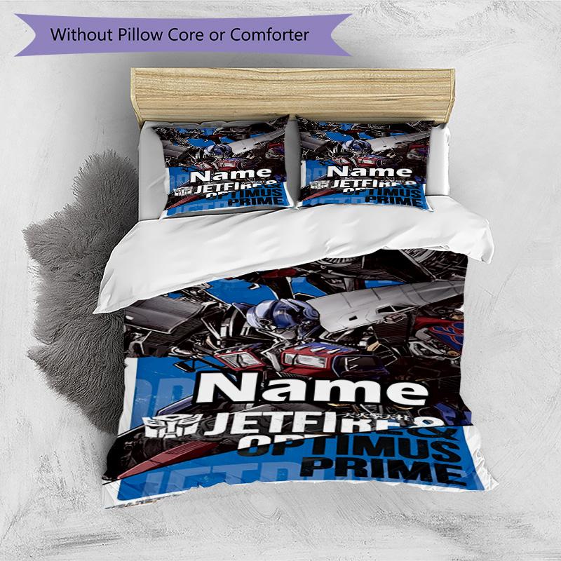 3pcs Duvet Cover Set (1*Duvet Cover + 2*Pillowcase, Without Core), Custom Name Transformers Pattern Bedding Set, Home Bedroom Decor Gift