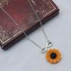 1Pc  Infinity Shape Sunflower Pendant Necklace Adjustable Silvery Chain Charm Jewelry For Women
