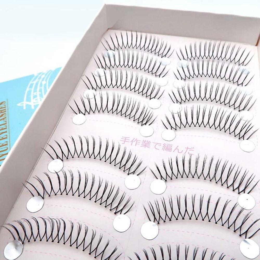 10 párů korejských umělých řas ve tvaru U, přirozené 3D řasy, řasy z umělého norka, průhledný pásek, prodlužování řas, přirozené jemné řasy
