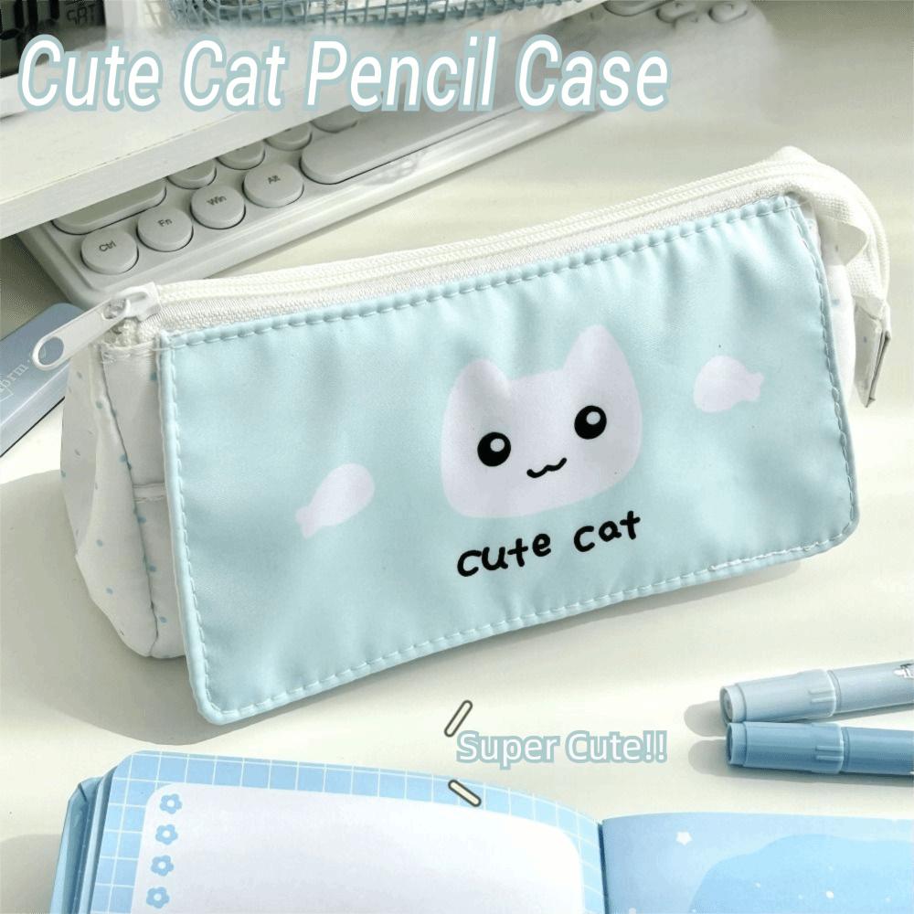 Cartoon Cute Cat Pencil Case Large Capacity Multi-layer Pen Bags Student Stationery Organizer Gifts