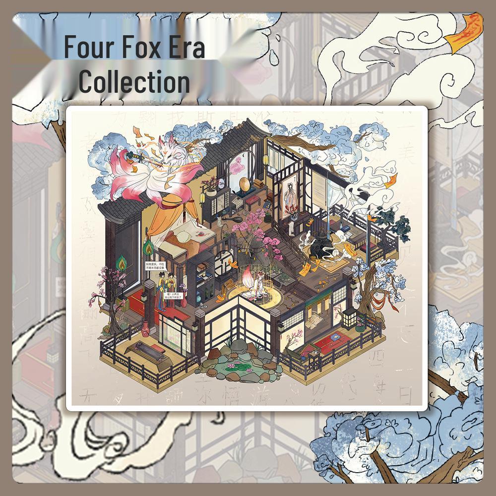 Large-Format Miniature Fox Prisoner Diorama Sticker: Transparent PET, Niche De-stress Decor No