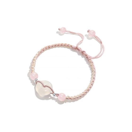 

Peace Buckle Couple Bracelet for Girls, Light Luxury Niche Exquisite Bracelet, Best Friend Birthday Gift, New Woven Wristband Dopamine Pink agate brace