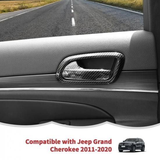 Carbon Door Handle Bowl Lock Latch Cover Trims for Grand Cherokee/Durango 11+