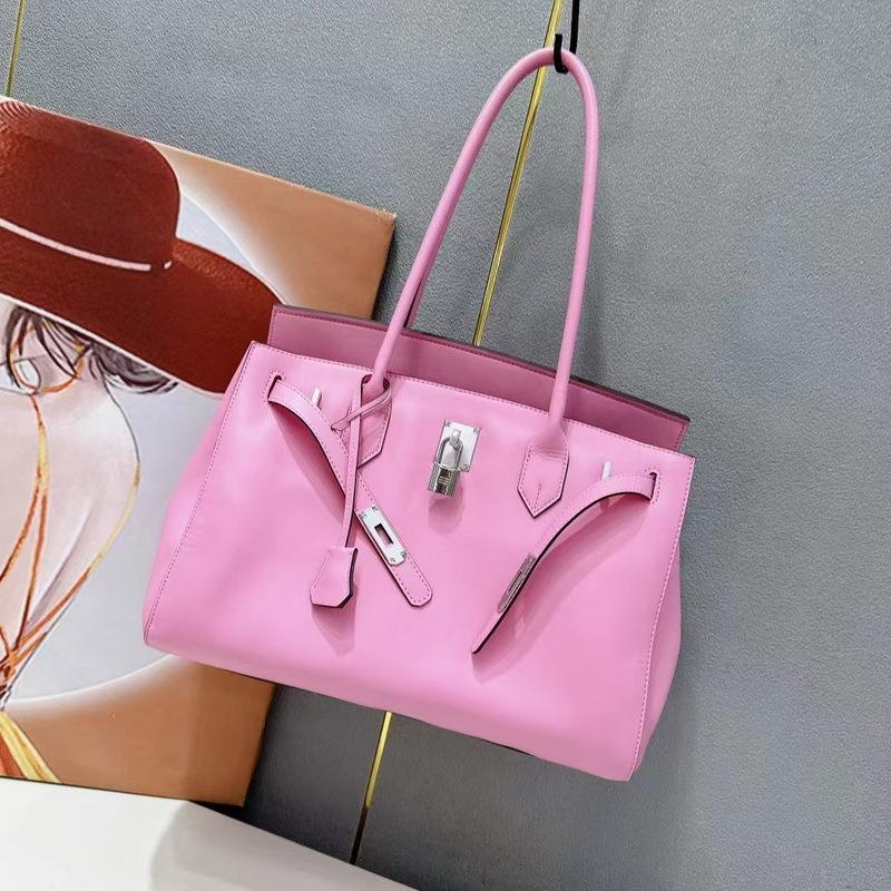 

24 новых подлинных кожаных женских сумок верхний слой Swift кожа повседневная улучшенная имитация платиновой сумки одно плечо подмышка сумка + кросс-бордер 35x18x28cm розовый