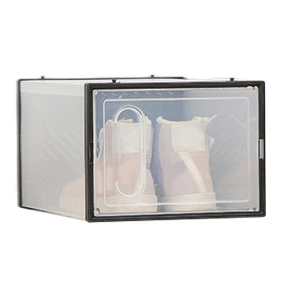 Shoe Storage Box Transparent Visible Square Shape Stackable Large Space Store Shoes Hollow Out Back Breathable Shoe Organizer Household Stuffs