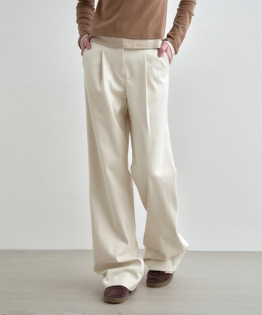 MONGDOL Winter Ver) One-Pleat Wide Slacks Ivory Mdpt025Fwivory