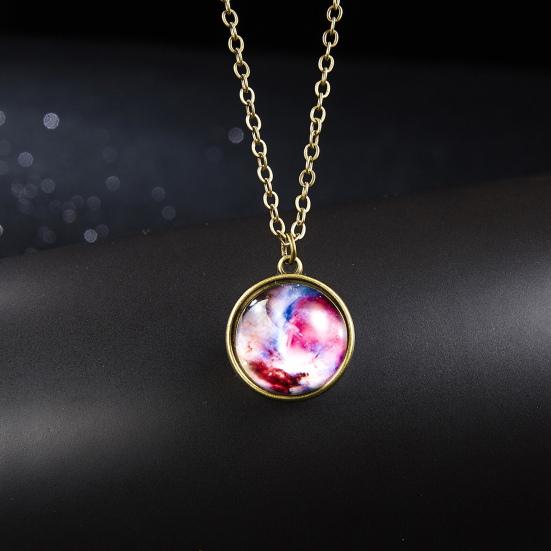 Yousheng Pendant Necklace Personality Double Sides Glow in The Dark Vintage Colorful Galaxy Glass Ball Necklace Jewelry Accessory