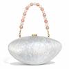 2026 Fashion Pearl Chain Goose Egg Shaped Handbag New Acrylic Irregular Shaped Mini Box Bag Handheld Party Clutch Purse