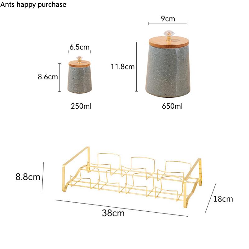 Crystal Handle Wooden Cover Ceramic Airtight Jar Kitchenware Food Container Storage Tank Whole Grains Storage Box Home Organizer