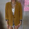 BITCED Women's Vintage Casual Solid Color Print Autumn Winter Long Sleeve POLO Neck Jackets & Coats