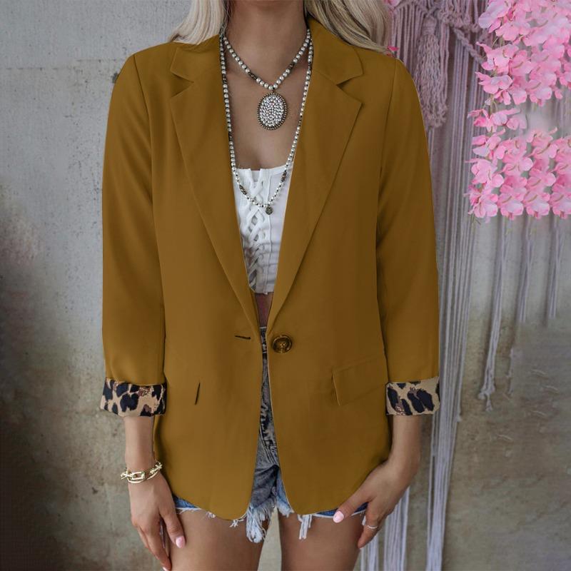 BITCED Women's Vintage Casual Solid Color Print Autumn Winter Long Sleeve POLO Neck Jackets & Coats