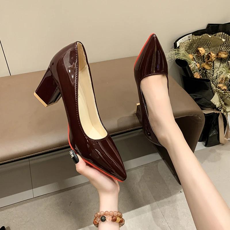 Fashion Fashion Heels Luxury Bridal Shoes Women Thick Heel Mary Jane Shoes New High Heels Women Pink Ladies Shoes Size 43