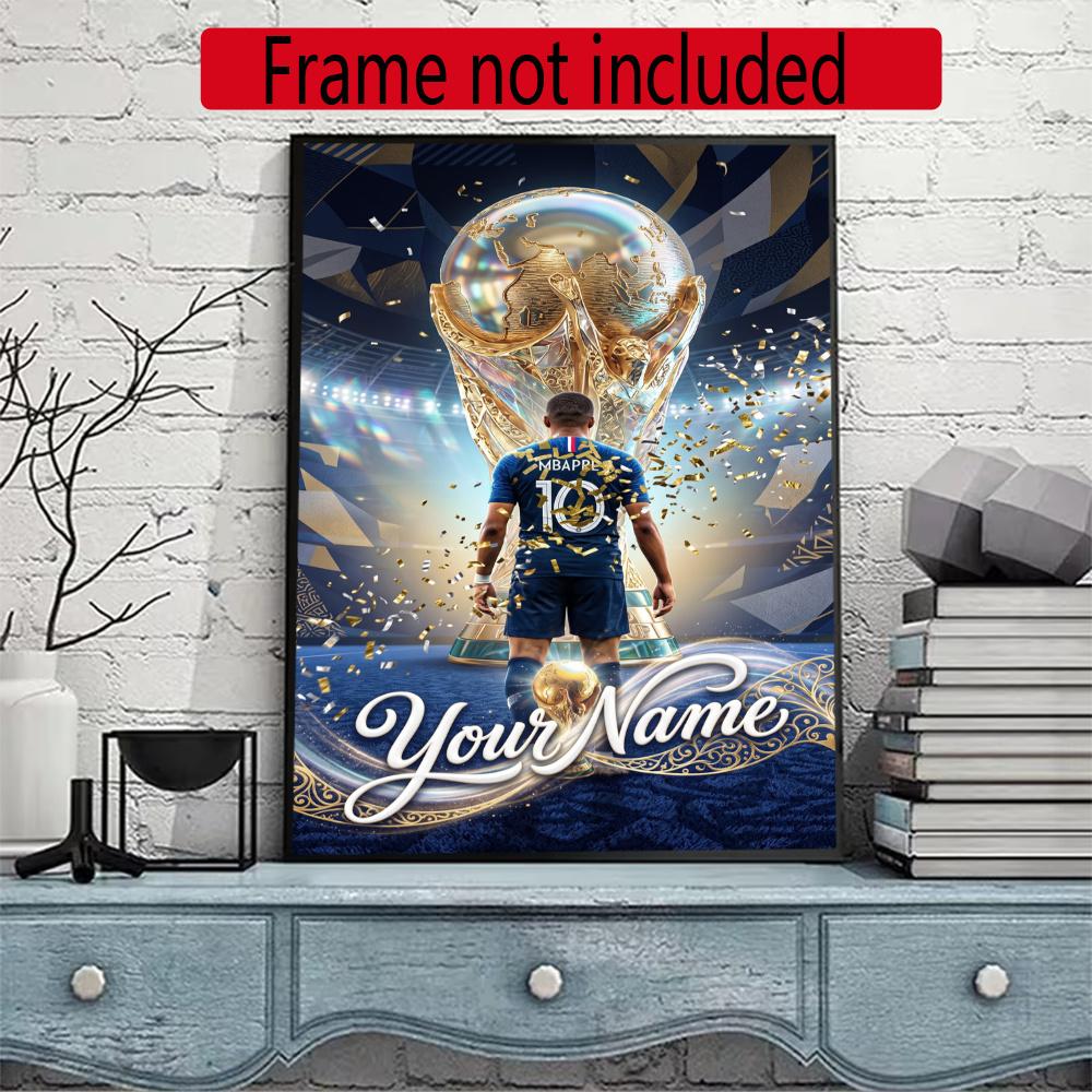 Mbappe Personalized Name Diamond Paintings Mosaic Wall Round Diamond Art Painting Kits Embroidery Crystal Accessories Frameless