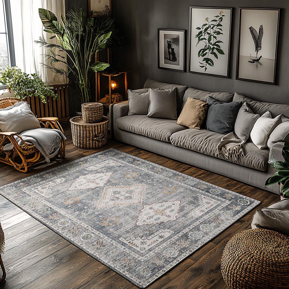 

Beige Moroccan Bohemian Area Rug, Floral Pattern Non-Slip Carpet, Living Room Mat for Cozy Home Decor Ethnic patterns 50x80cm20x31in